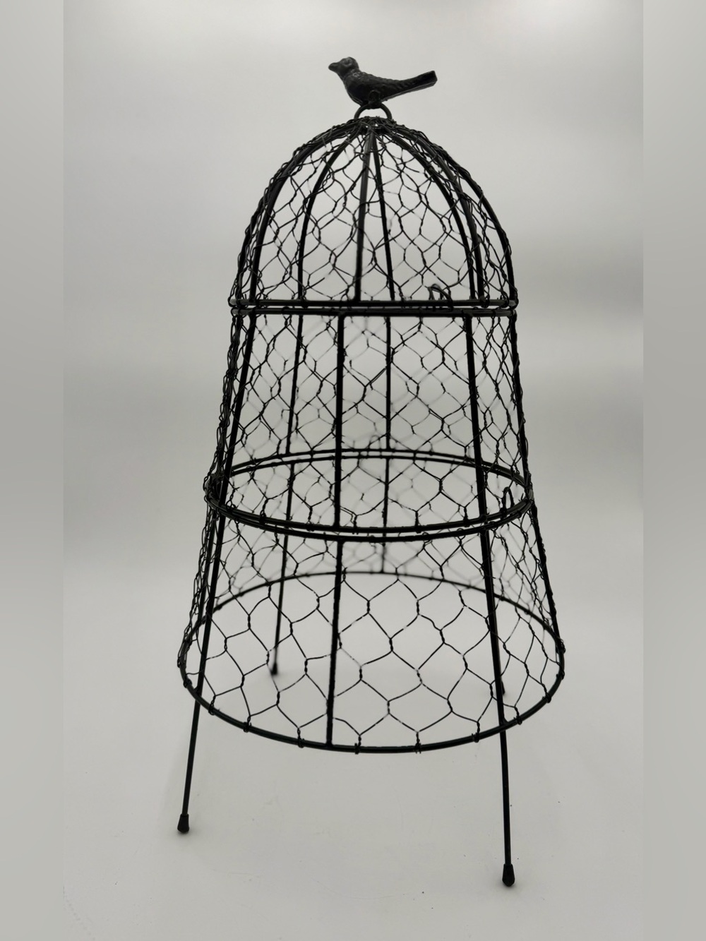 NEW - Black Metal Convertible / Adjustable Plant Protector Cloche Bird Finial